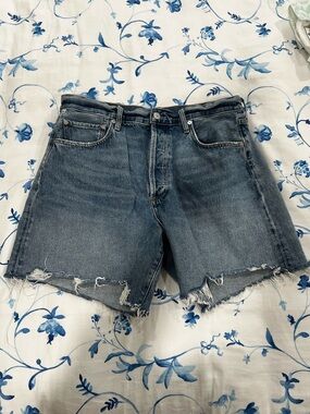 Citizens Of Humanity Marlow Distressed Blue Denim Cutoff Shorts